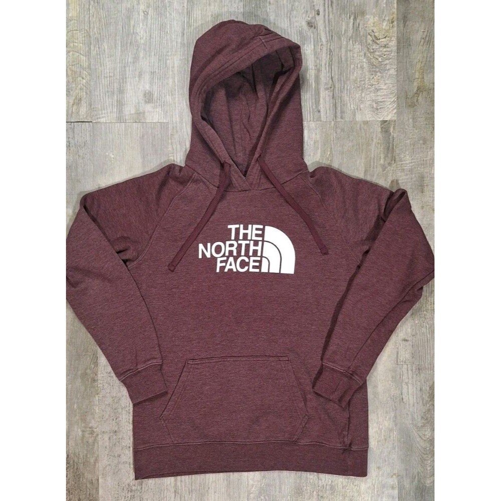 The North Face Hoodie Womens Medium Maroon Pullover Sweatshirt White Logo M